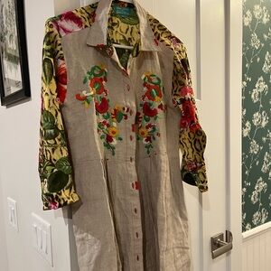 Antica Sartoria by Giacomo Cinque Floral Button tunic  - Yellow & Green